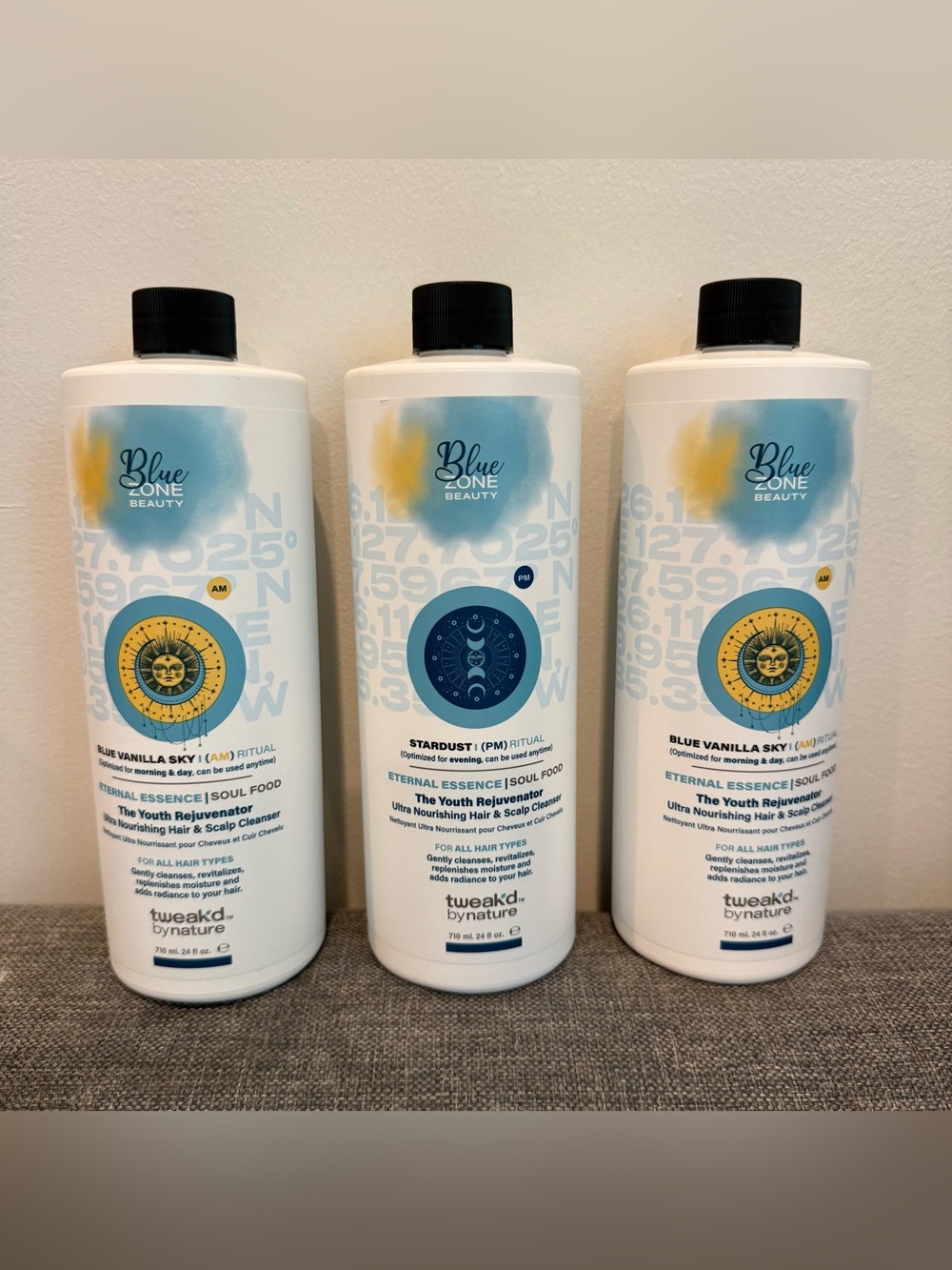 NEW Tweak’d by Nature Blue Vanilla Sky AM & Stardust PM Hair & Scalp Cleanser